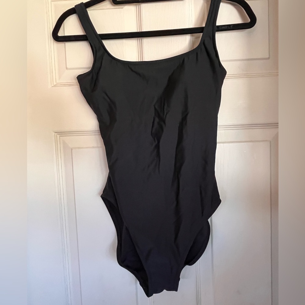 Black one piece swimsuit, size 8